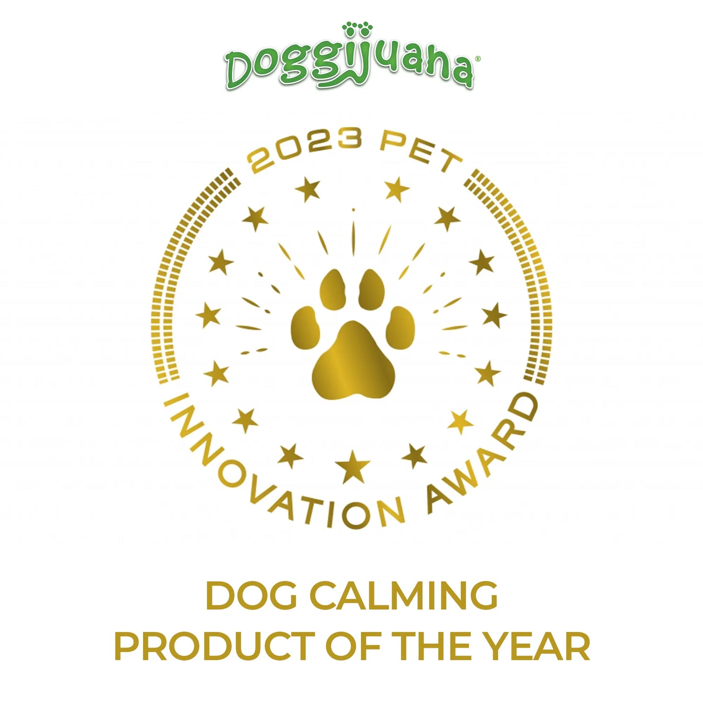 Award graphic for Doggijuana®: 2023 Pet Innovation Award - Dog Calming Product of the Year.