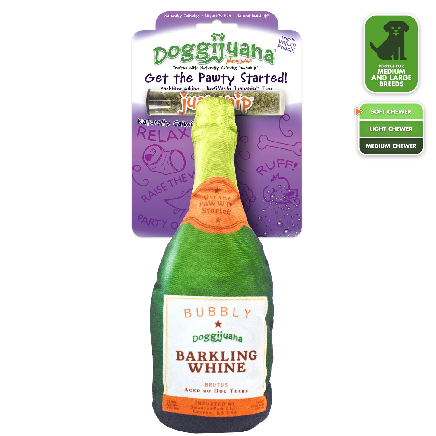 Get the Pawty Started Refillable Barkling Whine Toy