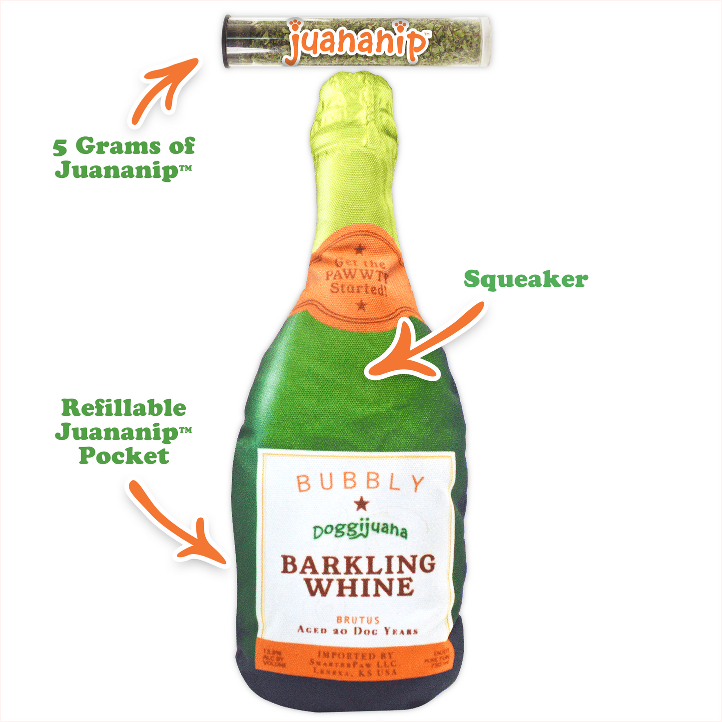 Get the Pawty Started Refillable Barkling Whine Toy