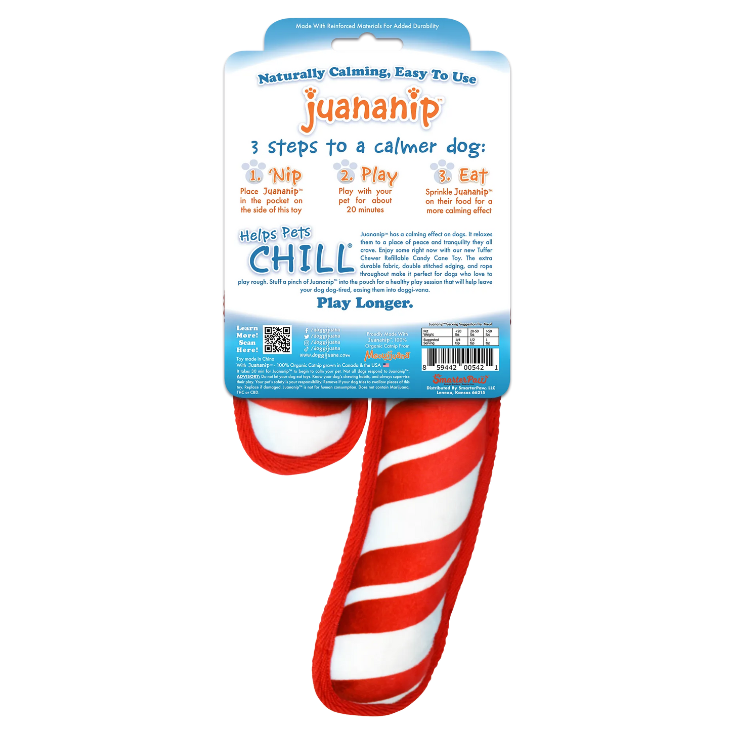 Tuffer Chewer Refillable Candy Cane Toy